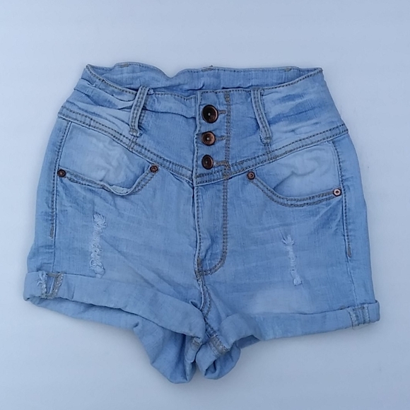 Indigo Rein Pants - Indigo Rein Destroyed High Waist Denim Shorts Sz 0